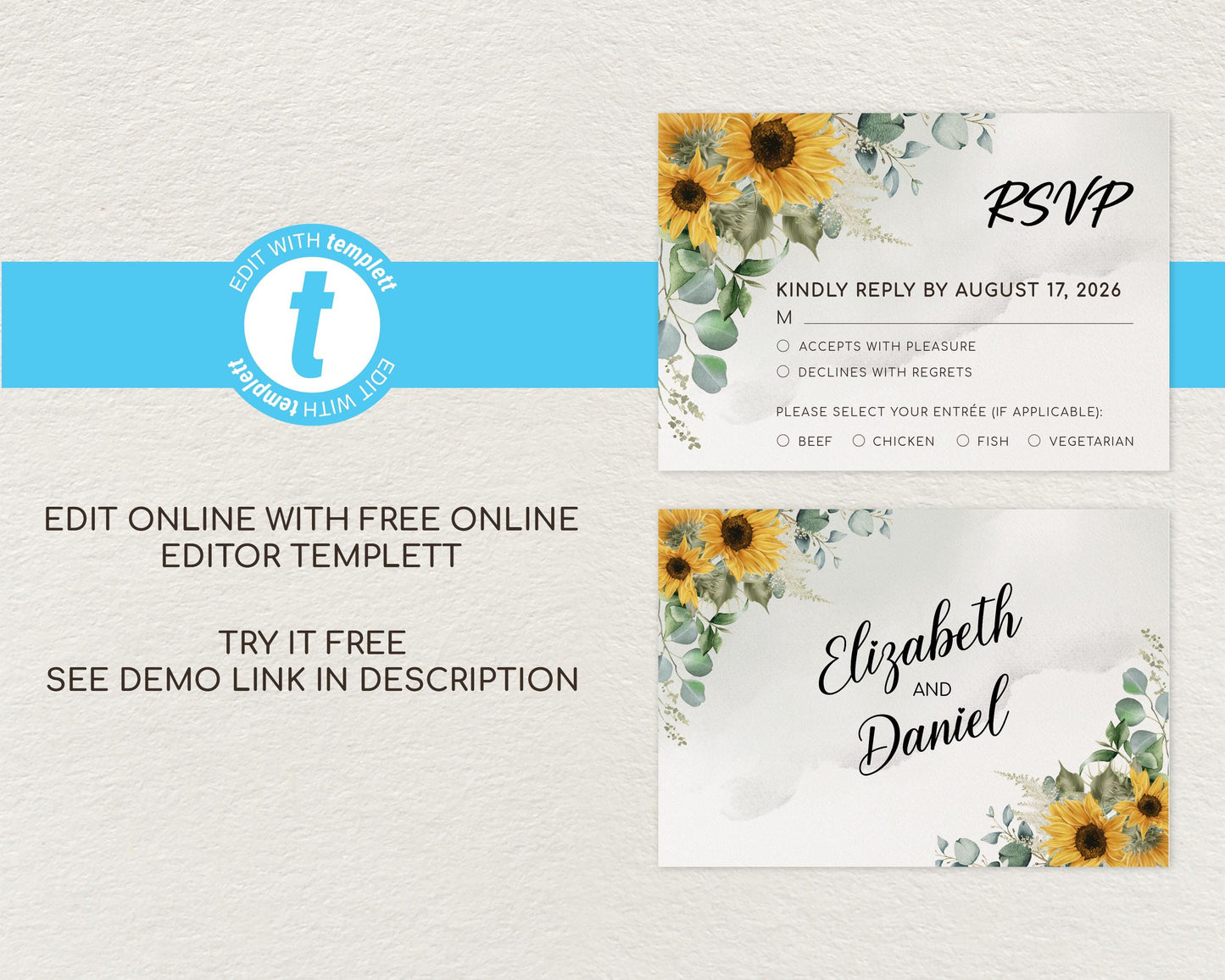 Sunflower RSVP Card Template