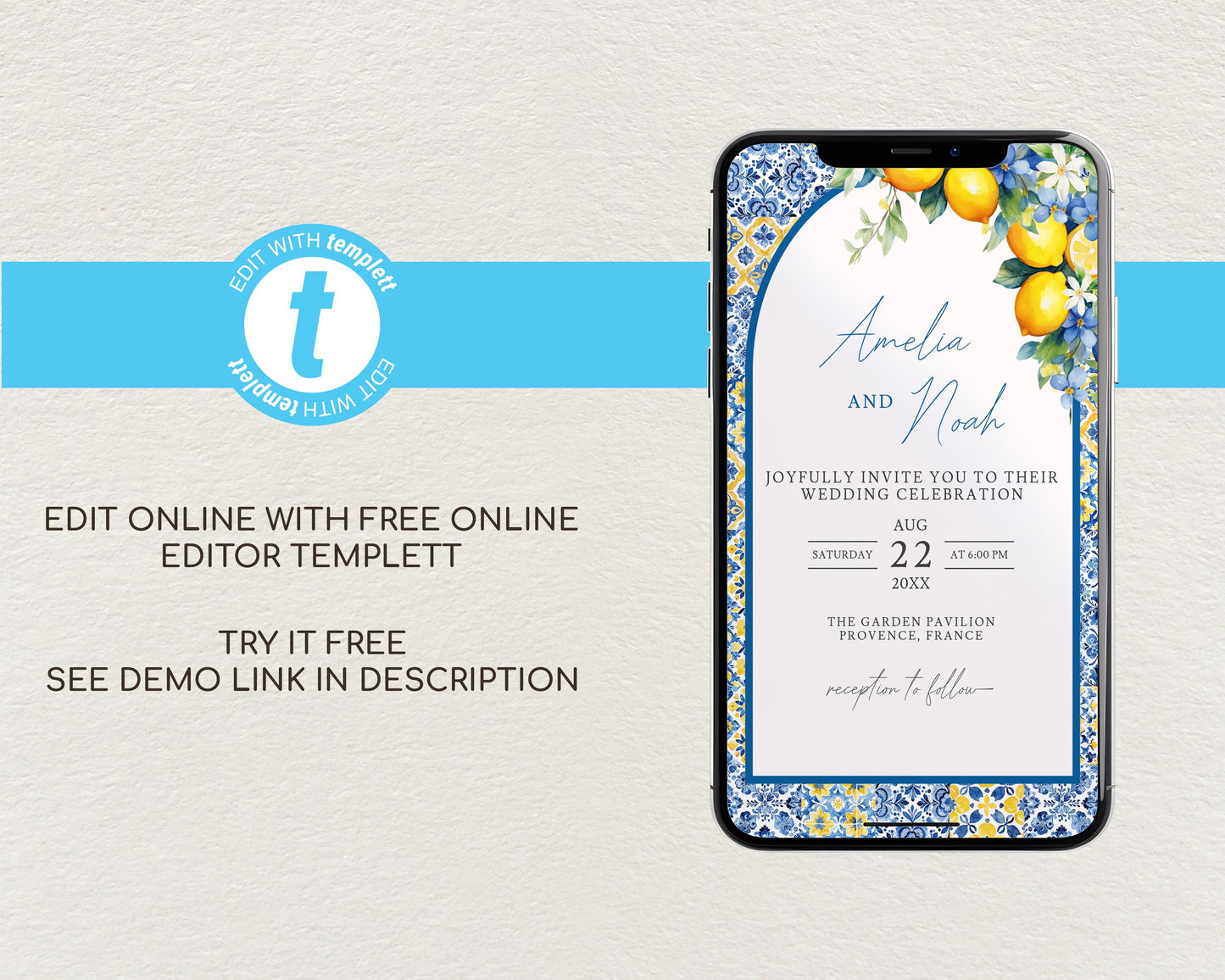 Lemon Mobile Wedding Invitation Template