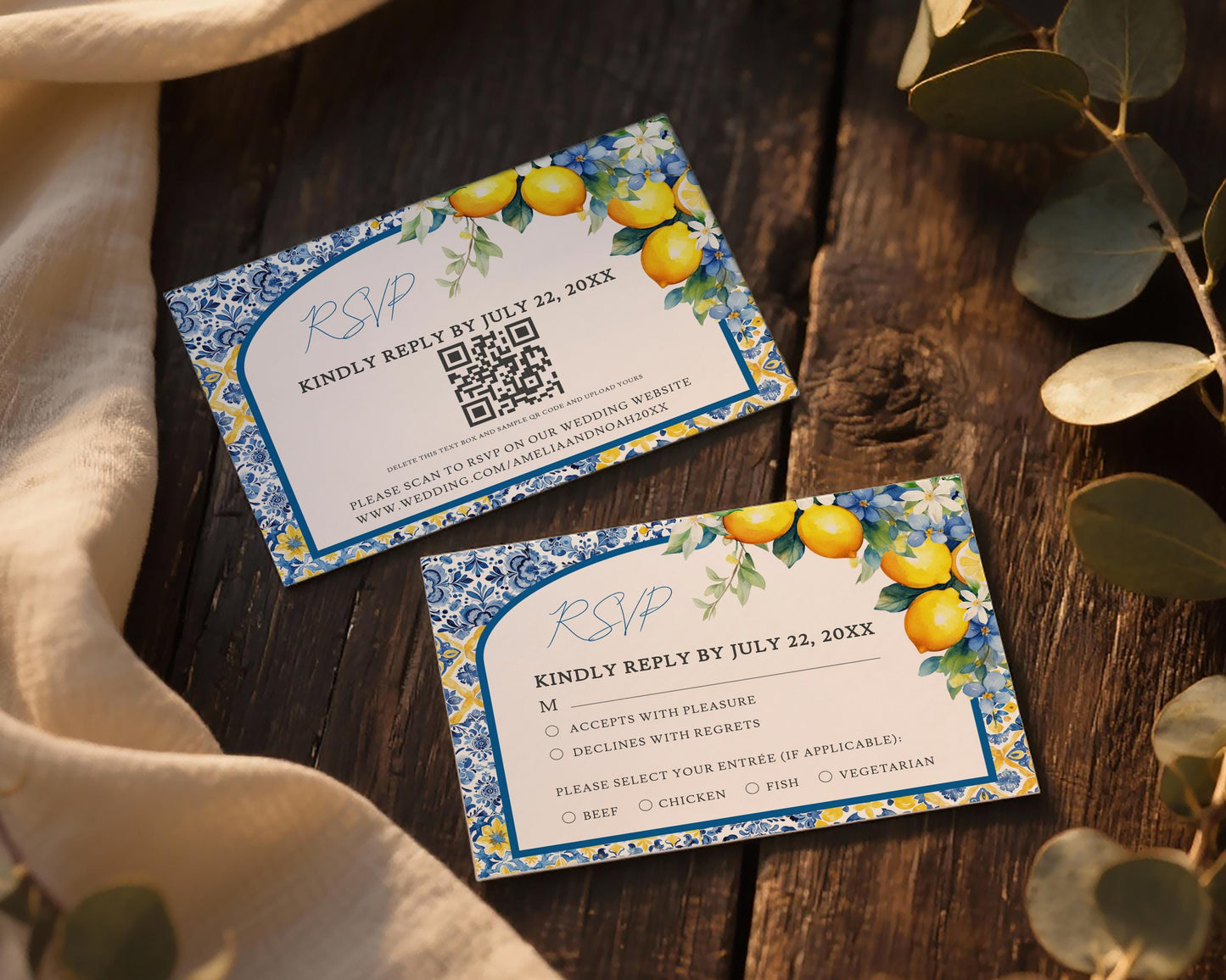 Lemon Wedding RSVP Card Template