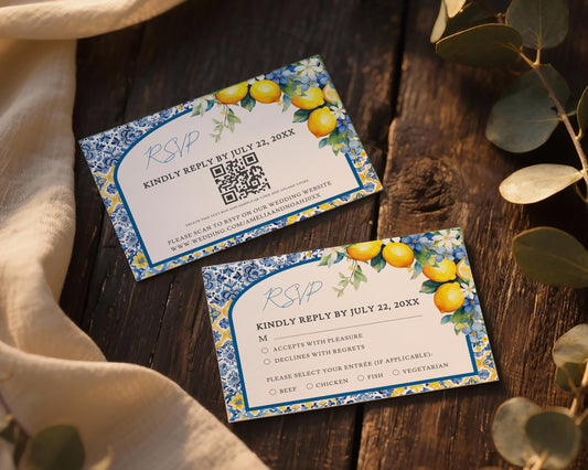 Lemon Wedding RSVP Card Template