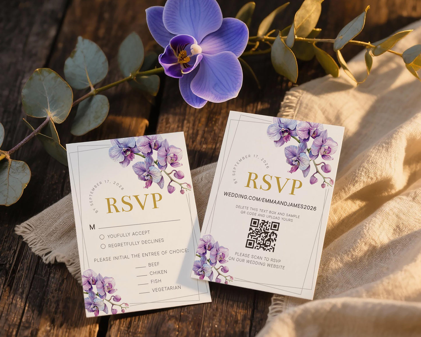 Purple Orchid RSVP Card Template