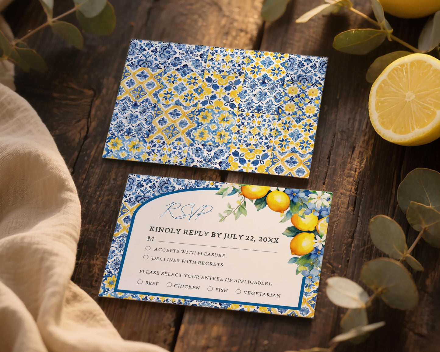 Lemon Wedding RSVP Card Template