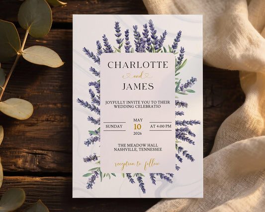 Lavender Wedding Invitation Template