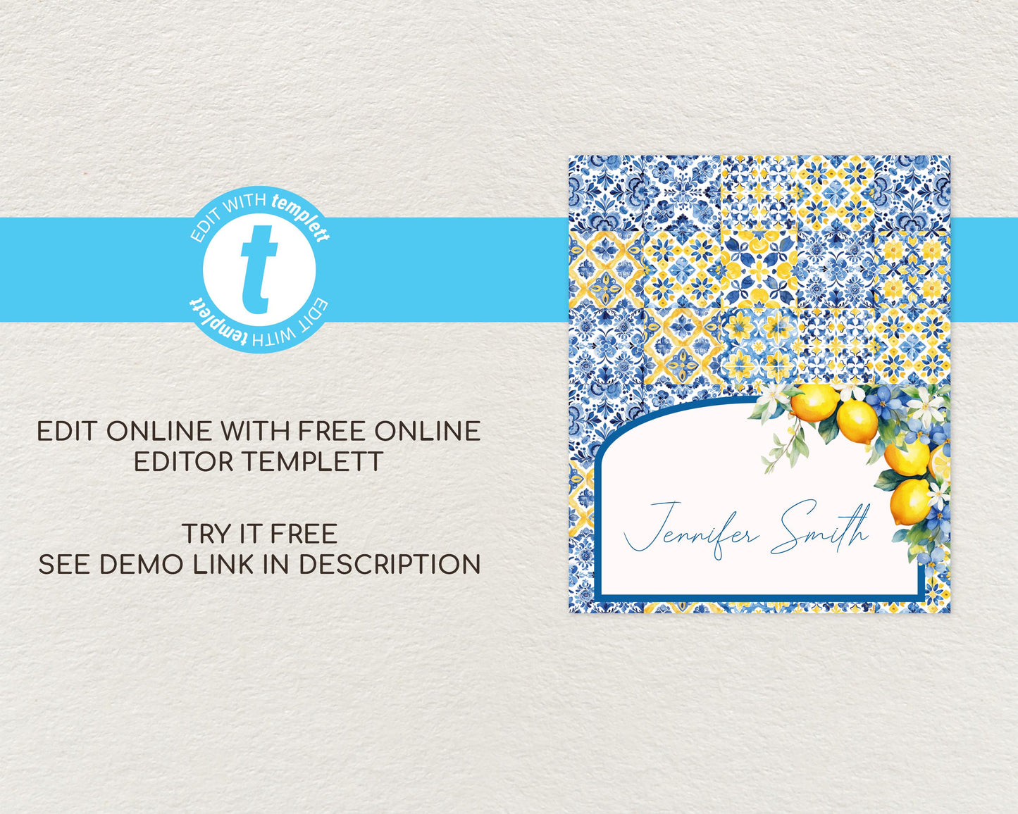 Lemon Wedding Place Cards Template