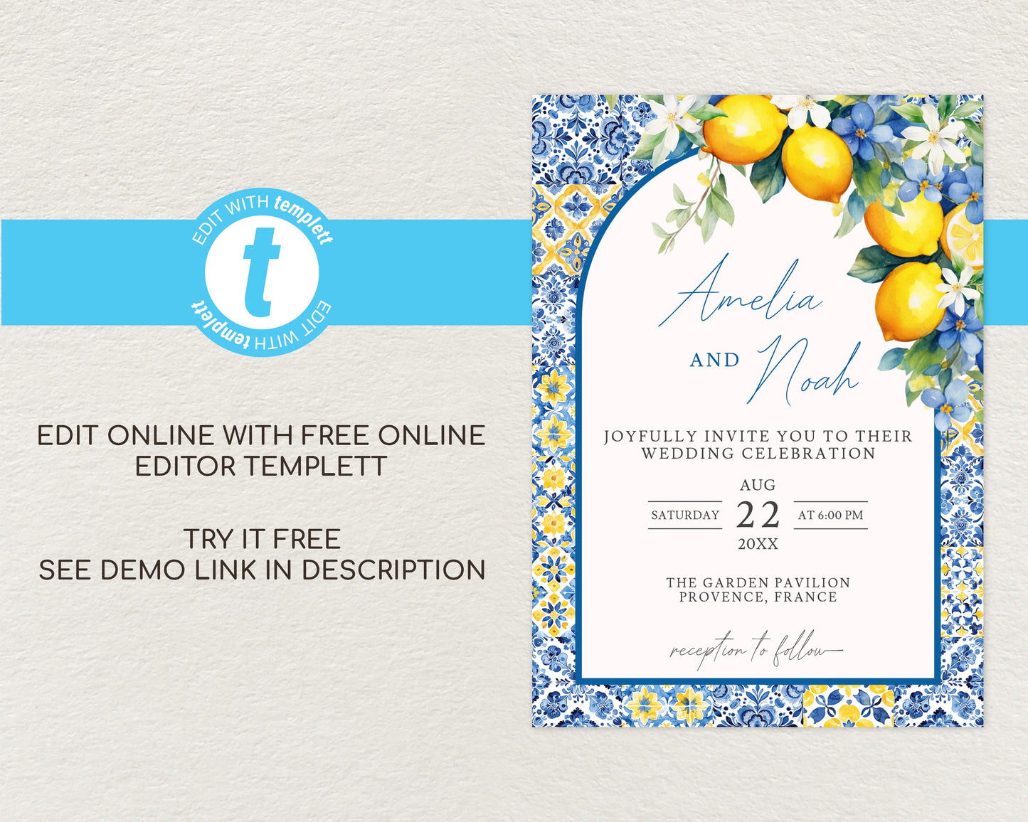 Lemon Wedding Invitation Template