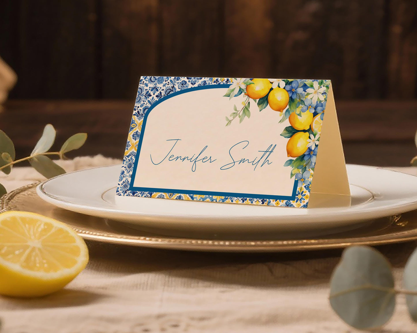 Lemon Wedding Place Cards Template