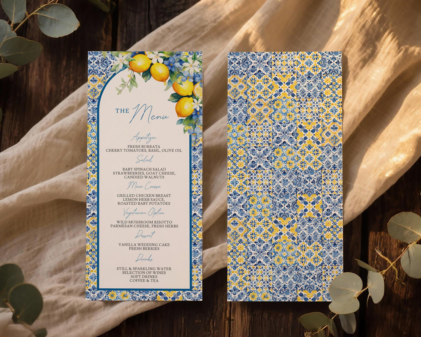 Lemon Wedding Menu Card Template